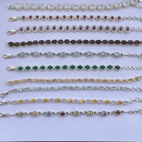 Bracelet tennis en argent sterling 925 avec pierres précieuses naturelles (améthyste, quartz, pierre de lune, grenat) pour femmes et jeunes filles - Collection Alibaba 2026 Fine