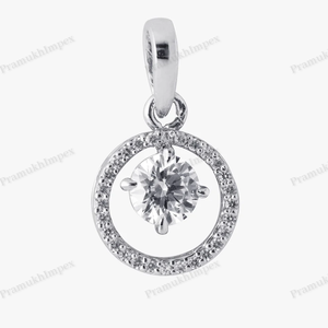 Colgante de diamante de corte flotante de moissanita VVS de plata de ley clásica con diseño de círculo de halo de hielo brillante para mujer - Product Image 5