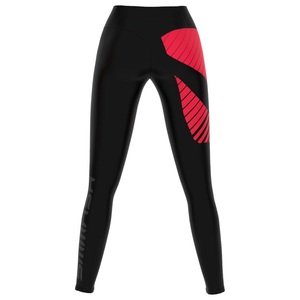 Leggings de yoga taille haute longueur intégrale avec imprimé géométrique rouge et noir en Spandex et Polyester, extensibles dans les quatre sens - Product Image 2