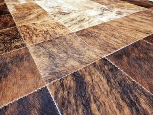 Alfombras de Lujo de Piel de Vaca y Algodón, Antideslizantes, con Diseño de Parches y Rayas, Aptas para Mascotas, para Casas Nuevas, Sala de Estar, Dormitorio, Espacio de Oración - Product Image 3