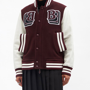 Chaqueta de béisbol personalizada unisex, venta al por mayor, chaquetas universitarias con diseño de logotipo de transferencia de calor, chaquetas informales de algodón liso para hombre, lona Letterman - Product Image 4