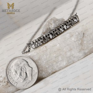 Olid 925 Silver hahain eckecklace aguaguette andmade omen's eewelry Ave iamond eckecklace EW esesign - Product Image 6