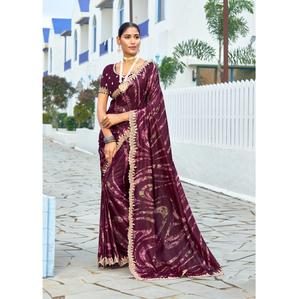 Saree en mousseline de velours de haute qualité avec chemisier brodé pour une mode de mariage élégante et unique au meilleur prix - Product Image 1