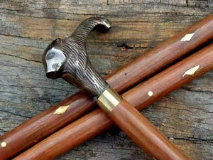 Canne de marche en bois massif antique avec poignée de style lion vintage Sculpture moderne Tête de lion en laiton poli pour offrir en Chine - Product Image 2