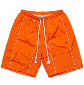 Breathable nylon polyester <b>windbreaker</b> shorts 90 GM black navy curved panel logo Nylon Plain Dyed - Product Image 2