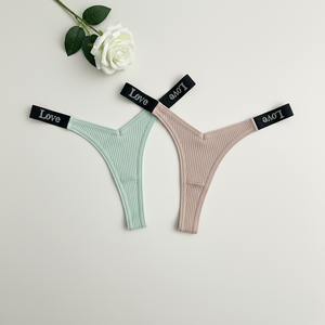 Women's Cotton G-String Thong Panties Striped Low-Rise Everyday Anti-Static <strong>Waist</strong> Logo <strong>Underwear</strong> Wholesale - Product Image 1