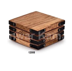 Set of 4 Pcs Hammered Copper Coasters 5mm Thick Eco-Friendly Modern Luxury - Product Image 4