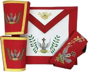 Masonic Rose Croix 18th Degree Delantal, Guanteletes y Collar Set, Rojo - Product Image 3