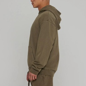 Sweat à capuche épais et lourd pour homme, à épaules tombantes, avec fermeture éclair, 350g, 100% coton, logo personnalisé, polaire, écologique, respirant, hiver - Product Image 2