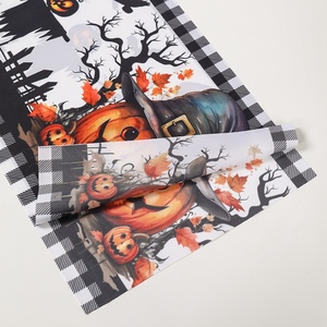 2025 Halloween chemin de Table citrouille épouvantail noir chauve-souris nappe Thanksgiving vacances noir blanc Plaid chemin de Table - Product Image 4