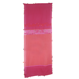 Bufanda JODHPUR 162 de Tela Jamdani Rosa con Detalles Translúcidos y Decoración Bordada - Product Image 1