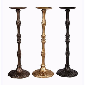 Set of 3 <b>Black</b> Marble and Brass Cylinder Pillar <b>Candle</b> <b>Holder</b> <b>Black</b> & Silver Finished for Home and Christmas Decor - Product Image 4