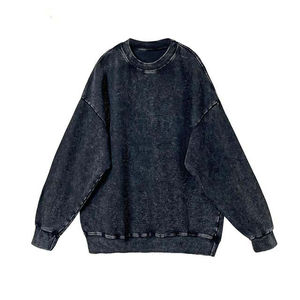 Sweat-shirts 100% coton lavés à l'acide pour vêtements d'hiver, sweats à capuche et sweat-shirts pour hommes, logo personnalisé, basiques vintage, manches longues - Product Image 4