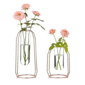 ลวดกลมสำหรับงานหนักพร้อมหลอดแก้ว & แจกันดอกไม้สำเร็จรูปสีทองเครื่องใช้บนโต๊ะในห้องนั่งเล่นกระถางดอกไม้สำหรับตกแต่งบ้าน - Product Image 5