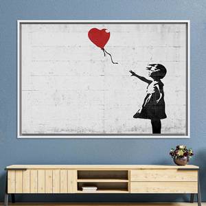 Tableau imprimé sur toile : Fille de Banksy avec ballon en forme de cœur, TOILE ENCADRÉE BLANCHE - Product Image 1