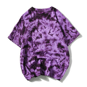 Été Nouveau Design Chemise de sport décontractée à manches courtes pour hommes Couleurs personnalisées Col en O Tie Dyed Solid Pattern 100% Cotton Breathable - Product Image 4