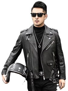 แจ็คเก็ตหนังผู้ชายแบบกำหนดเองวินเทจมีฮู้ดบุผ้าคอตตอนมีซิประบายอากาศได้ดีสีดำสุดเท่ - Product Image 3