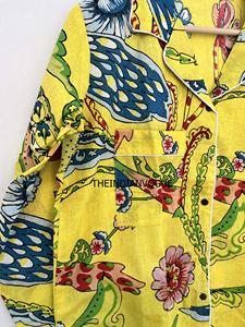 Último diseñador hecho a mano puro algodón bloque impreso mujer ligero Loungewear mano bloque estampado pijamas ropa de noche trajes OEM - Product Image 3