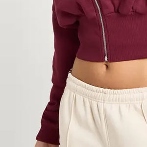 Sweat-shirt uni pour femme Clean Finish, vêtements en gros, prix d'usine, sweat-shirt uni pour femme / manches longues avec fermeture éclair - Product Image 3