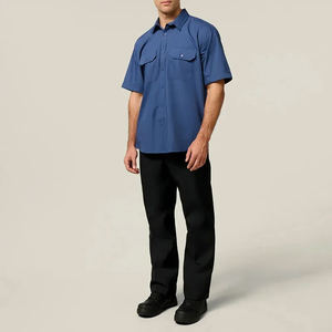 Camisa de Trabajo FR de Manga Corta 100% Algodón Profesional al por Mayor, Etiqueta Personalizada, Uniforme Industrial con Botones, Alta Visibilidad, CE - Product Image 6