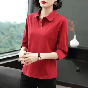 Polo de manga larga de algodón 2025 personalizable para mujer, elegante, informal, con moda Vintage y decoración de abalorios con botones, 100% - Product Image 3