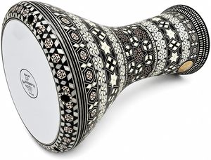 Gawharet El Fan, Tambor de Mano Egipcio Geométrico Negro Hecho a Mano de 17.5 Pulgadas, con Sonido Potente, para Darbuka y Doumbek - Product Image 2