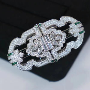 LAVINA lujo antigüedad Vintage 925 broche de plata esterlina con circón para boda Unisex fiesta compromiso o regalo - Product Image 1