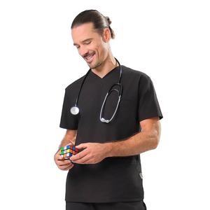Haut de blouse médicale respirant à col en V pour hommes, uniforme d'hôpital à manches courtes, tenue de travail pour médecins et infirmières, fabrication OEM personnalisée - Product Image 1
