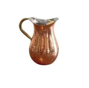 Pichet à eau exclusif en cuivre pur de haute qualité Forme et taille personnalisables Prix de gros compétitifs en Inde Matériau métallique - Product Image 1