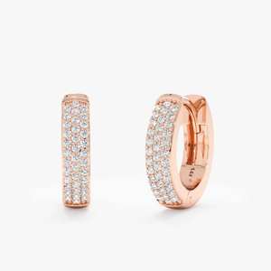 ต่างหูทองคำแท้ 14k ประดับเพชรธรรมชาติแบบฝัง รุ่นปี 2026 เหมาะสำหรับใส่ทุกวัน ฉลองวันครบรอบ เครื่องประดับชั้นดี ต่างหูแบบ Huggies รุ่นล่าสุด ประดับเพชร - Product Image 2