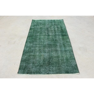 พรมวินเทจสไตล์ตุรกี ขนาด 3.6x6.5 ฟุต พรมตกแต่งลายกราฟิกสีเขียวขาว ทำจากขนสัตว์ - Product Image 1
