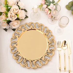 Plaque de chargeur en or festonné, design de jante élégant classique, décor de table haut de gamme, disponible au prix de gros. - Product Image 6