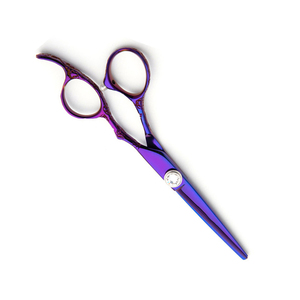 Ciseaux de coupe de cheveux en gros bleu titane enduit droit lame tranchante ciseaux de coiffure de barbier avec vis fantaisie - Product Image 4