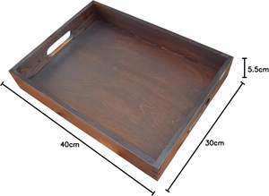 Bandeja de servicio de madera con diseño floral impreso Bandeja de servicio de madera tradicional con tallado a mano para la decoración del restaurante del hogar - Product Image 5