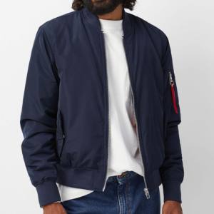 Vente en gros personnalisé pour hommes grande taille polyester satin bombardier veste d'hiver col montant imperméable coupe-vent devant garçons - Product Image 1