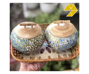 Caja de Almacenamiento de Bambú con Incrustaciones de Concha de Nácar, Caja de Almacenamiento de Bambú con Incrustaciones de Cáscara de Huevo para Té, Café y Especias, Venta al por Mayor - Product Image 1