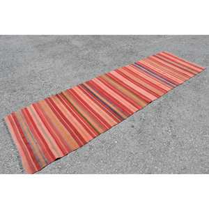 Alfombra de yute de lana turca de tejido plano de 2,8x9,7 pies con respaldo de látex para espacio rectangular de pasillo - Product Image 4