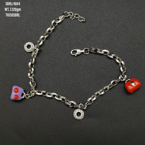 Handmade <b>925</b> <b>sterling</b> <b>silver</b> <b>Bracelet</b> with enamel charms wholesale jewelry For Export stylish <b>bracelets</b> - Product Image 3