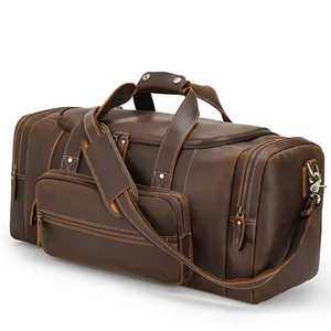 Sac de voyage en cuir véritable, sac de week-end, sac de transport, sac fourre-tout classique fait à la main, spacieux, multi-poches, élégant organisateur de voyage - Product Image 3