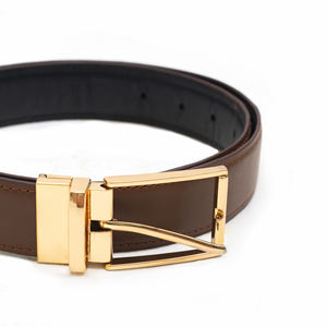 Ceinture en cuir marron de luxe pour hommes |   Ceinture décontractée en acier personnalisée écologique, ceinture de haute qualité - Product Image 4