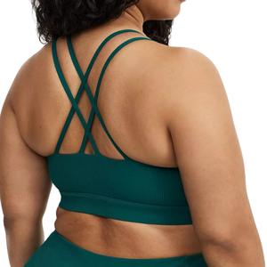 Soutien-gorge de sport pour femmes grandes tailles, soutien-gorge de yoga à maintien élevé, torsion en nylon/coton, séchage rapide, extensible, doux, haut de sport actif, vêtements de sport - Product Image 2