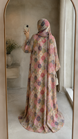 Abaya longue en tissu de coton soyeux de qualité supérieure pour femmes musulmanes, pour le Ramadan et l'Aïd, avec hijab, ensemble de 2 pièces, personnalisable OEM