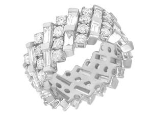 Anillo de moissanita de plata 925 chapado en oro para hombre, anillo de compromiso de diamante redondo y Baguette personalizado - Product Image 2