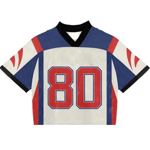 Retro recortada Boxy Streetwear fútbol americano Jersey niñas poliéster Deporte Camiseta uniforme fútbol Polo camisa - Product Image 2