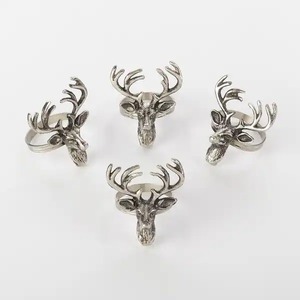 แหวนผ้าเช็ดปากรูปกวางเรนเดียร์หรูหราอุปกรณ์รับประทานอาหารทำจากโลหะเงินสำหรับโรงแรมและร้านอาหาร - Product Image 4