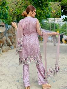 Qjimpex-traje tradicional indio de mujer, traje largo bordado pesado étnico Salwar Kameez con Dupatta a juego - Product Image 2