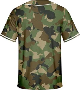 Men's <b>100</b>% <b>Polyester</b> Baseball Jersey Solid Print Plain Casual Button Down Short Sleeves Sports Uniform S-2XL T-<b>shirt</b> for men - Product Image 2