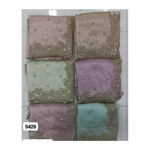 ชุดผ้าส่าหรีผ้าจอร์เจียงานปาร์ตี้หรูหราพร้อมงานปักที่ดีเหมาะสำหรับงานแต่งงานงานเฉลิมฉลองและคืนที่มีวัฒนธรรม - Product Image 1