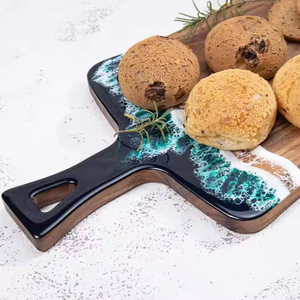 Tabla de Cortar 2 en 1 de Madera de Acacia y Diseño Duradero con Diseño de Olas del Océano, Tabla de Cortar con Mango Elegante - Product Image 5