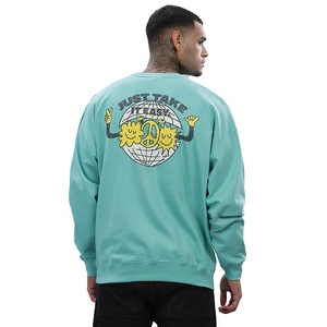 Sweat-shirt à col rond surdimensionné pour homme, vert menthe, imprimé dessin animé, pull décontracté pour l'automne, coupe classique, en coton tricoté - Product Image 5